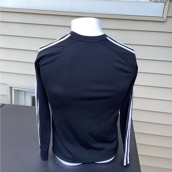 ADIDAS Black Textured Polyester SOCCER Jersey SHIRT Black White Piping boys  M - Picture 2 of 4